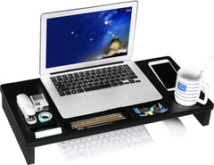 Monitor Verhoger Standaard - Laptop Beeldschermverhoger - Bureau Beeldscherm Verhoging - Hout - Zwart - MME201I