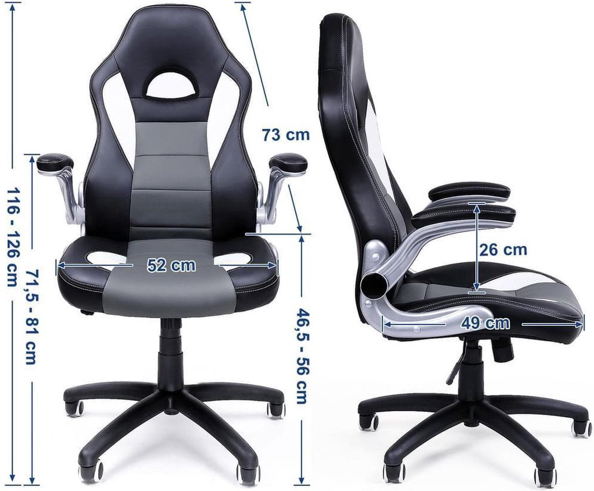 Bureaustoel - Comfortabele Computer Stoel - In Hoogte Verstelbaar - Opvouwbare Armleuning - Zwart - PCH28H