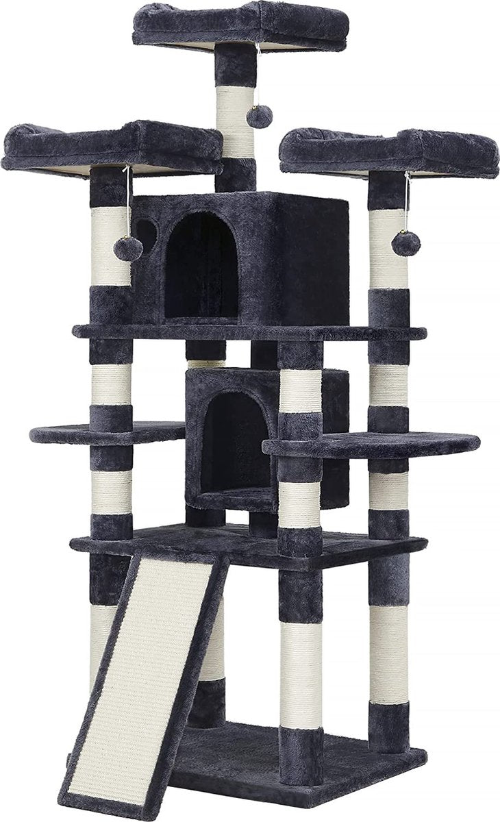 Krabpaal voor katten - Kattenboom -Donker Grijs - 60 x 55 x 172 cm - QDU18HZA