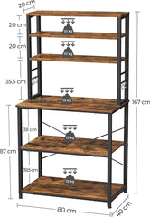 keukenplank, staande plank met metalen mand - Keukenrek - Staand Rek met Haken en Planken - LLT019C01